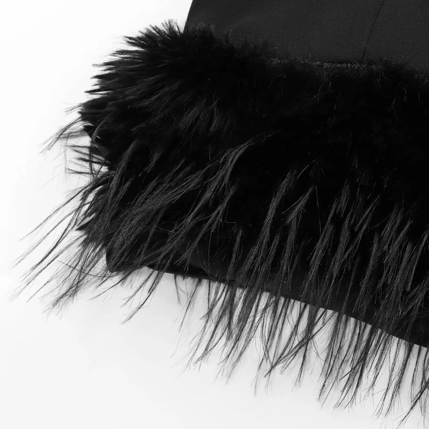 Eliza | Black Sleeveless Mini Dress with Feather Details