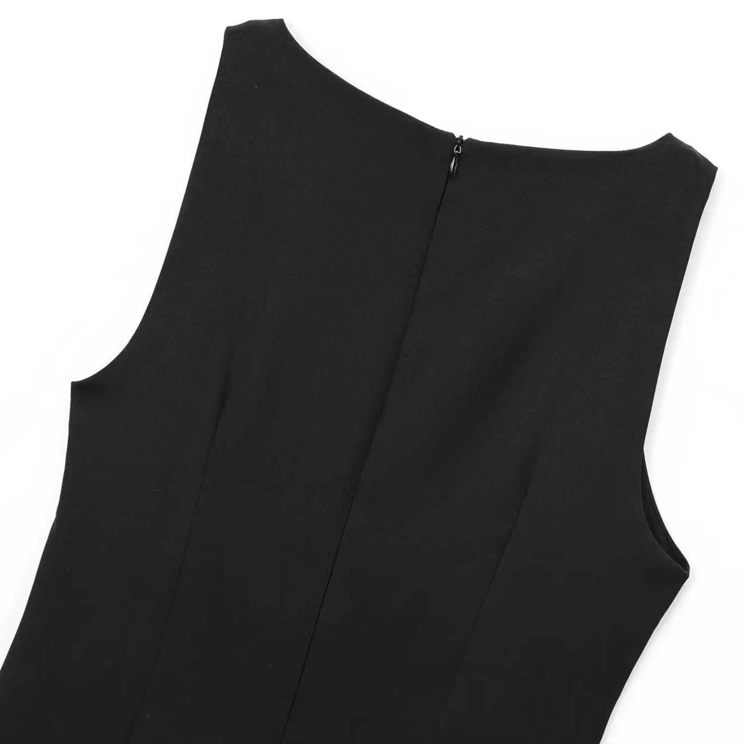 Eliza | Black Sleeveless Mini Dress with Feather Details